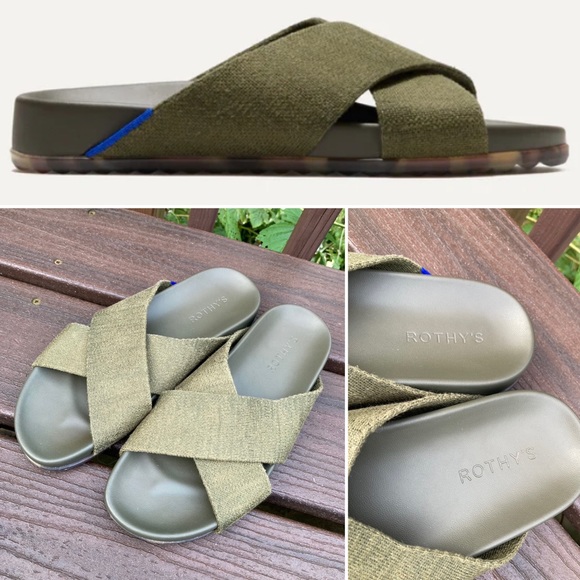 Rothy's Shoes - Rothy’s Almost New The Weekend Slide Hemp Olive Green Garden Sandals Size 8